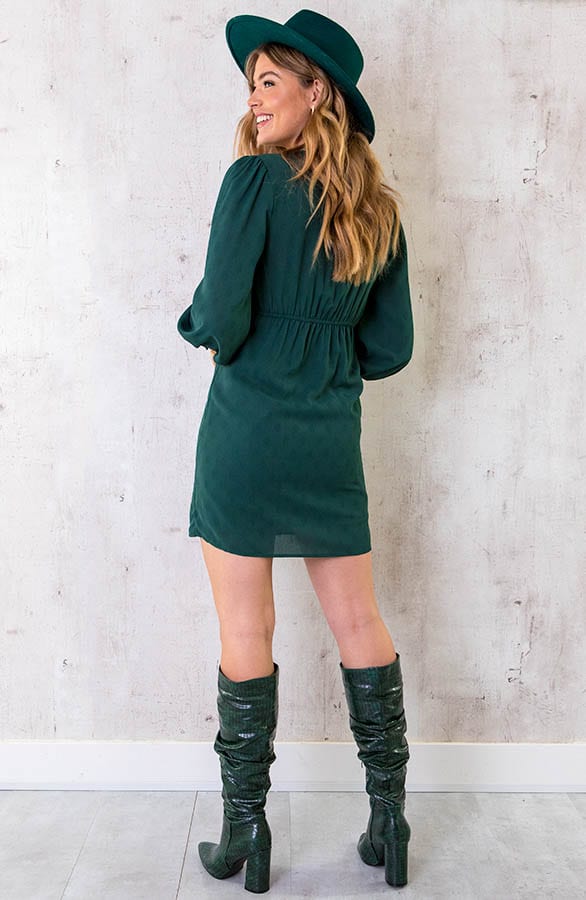Overslag Knopen Jurk Smaragd – shoparchief, foto 4