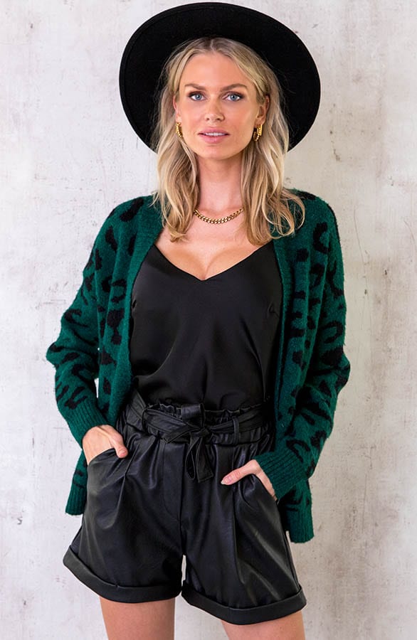 Panter Vest Gebreid Smaragdgroen – shoparchief, foto 1