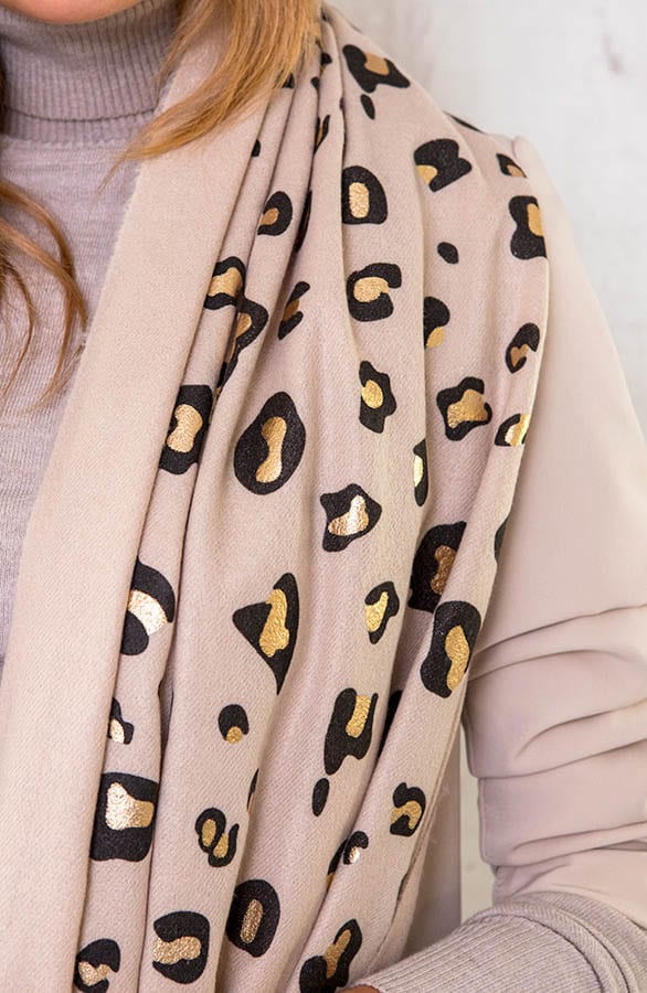 Panterprint Sjaal Metallic Beige – shoparchief, foto 3