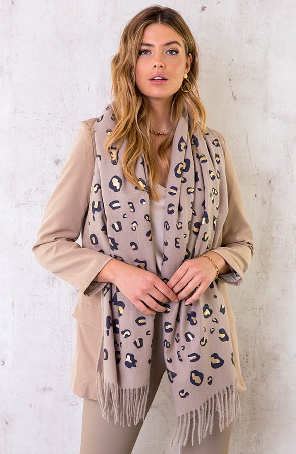 Panterprint Sjaal Metallic Taupe – shoparchief, foto 2