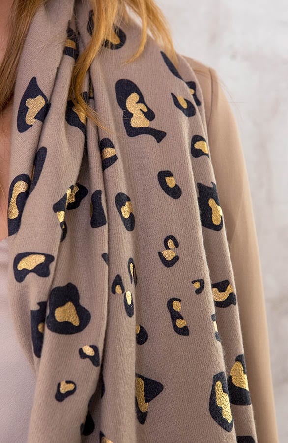 Panterprint Sjaal Metallic Taupe – shoparchief, foto 3