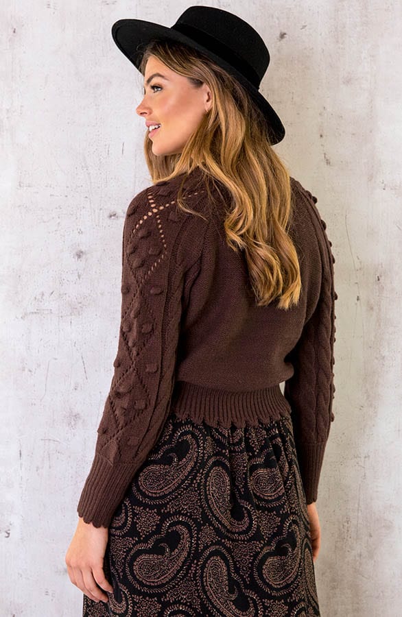 Pompon Knopen Vest Choco – shoparchief, foto 3