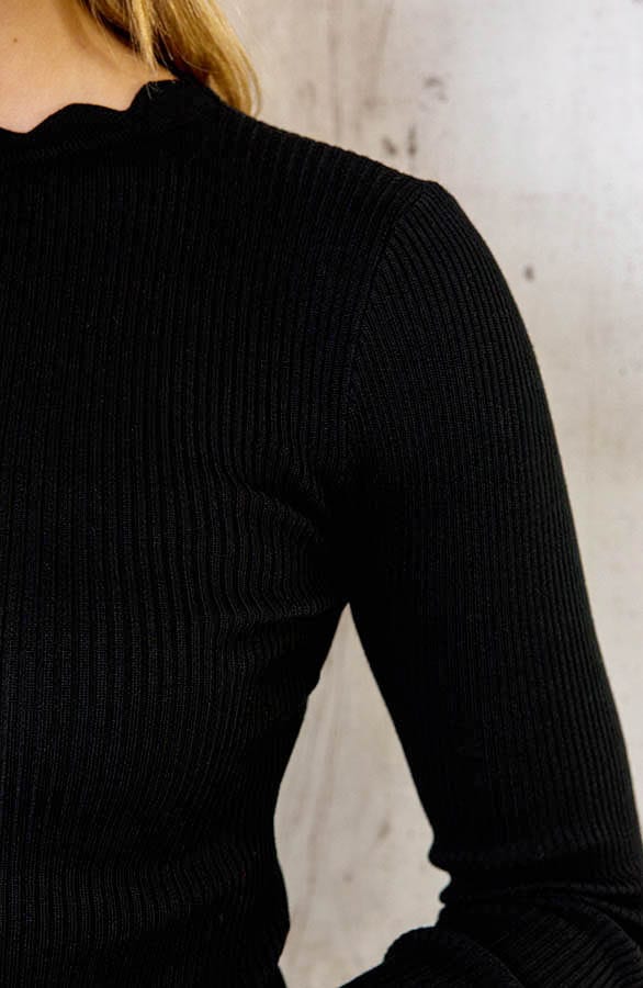 Rib Top Longsleeve Black – shoparchief, foto 5