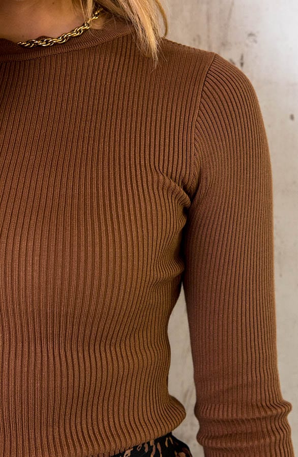 Rib Top Longsleeve Cognac – shoparchief, foto 5