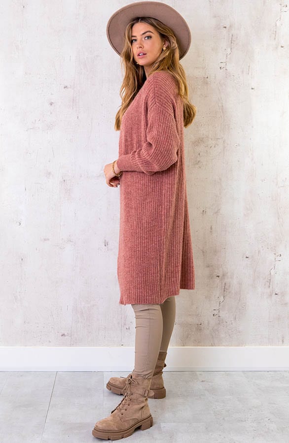 Ribstof Vest Lang Oud Roze – shoparchief, foto 9
