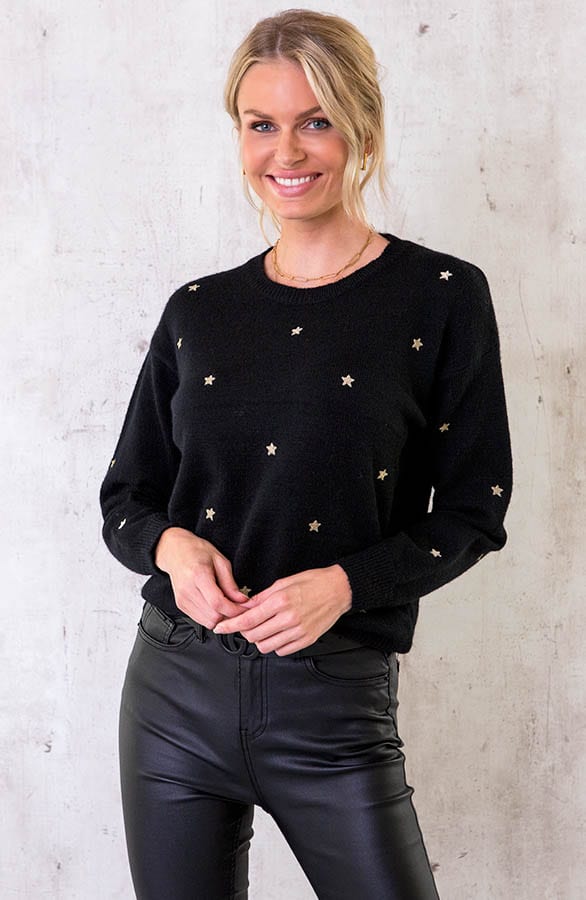 Sterren Sweater Metallic Zwart – shoparchief, foto 1