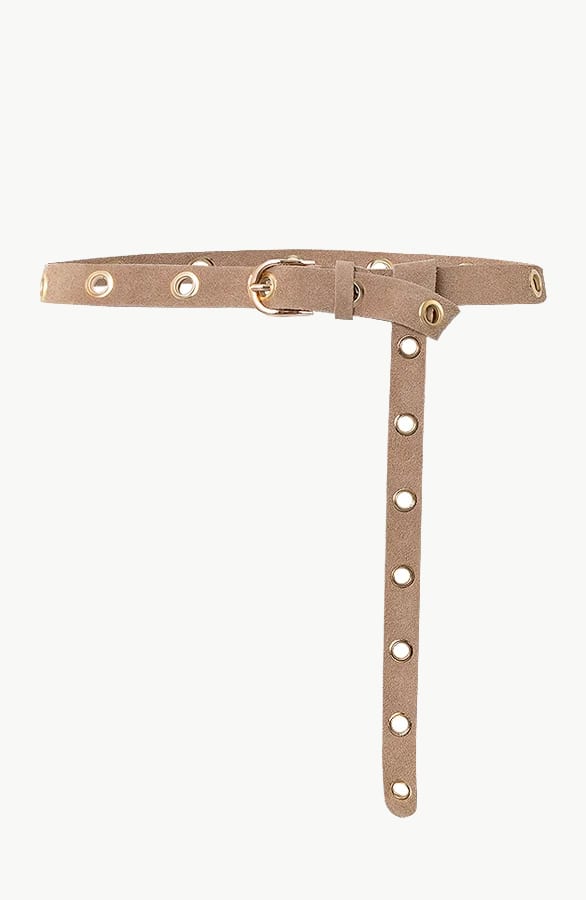Suede Gesp Riem Lang Beige – shoparchief, foto 1