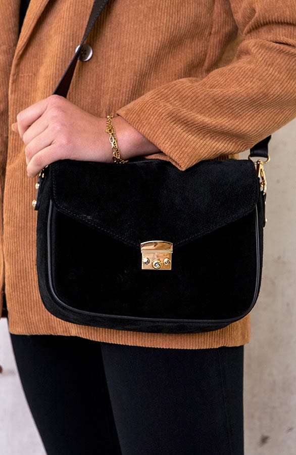 Suede Schoudertas Black – shoparchief, foto 3