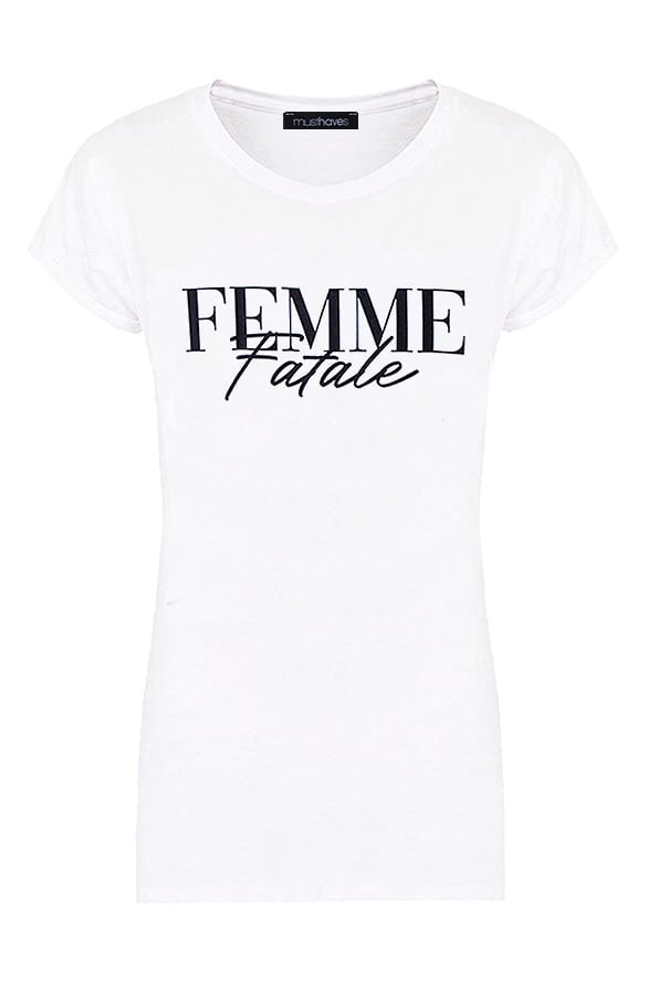 T-shirt Femme Fatale Wit – shoparchief, foto 1