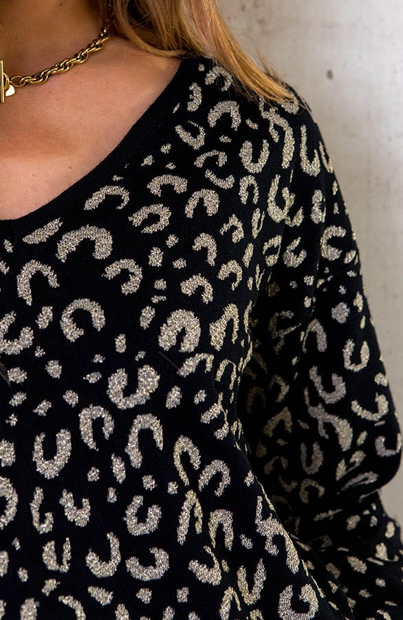 Trui Met Panterprint Metallic Zwart – shoparchief, foto 5