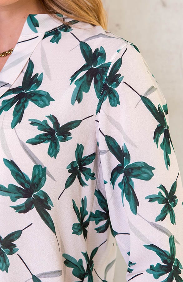 Bloemen Blouse Dames Ecru Groen – shoparchief, foto 6