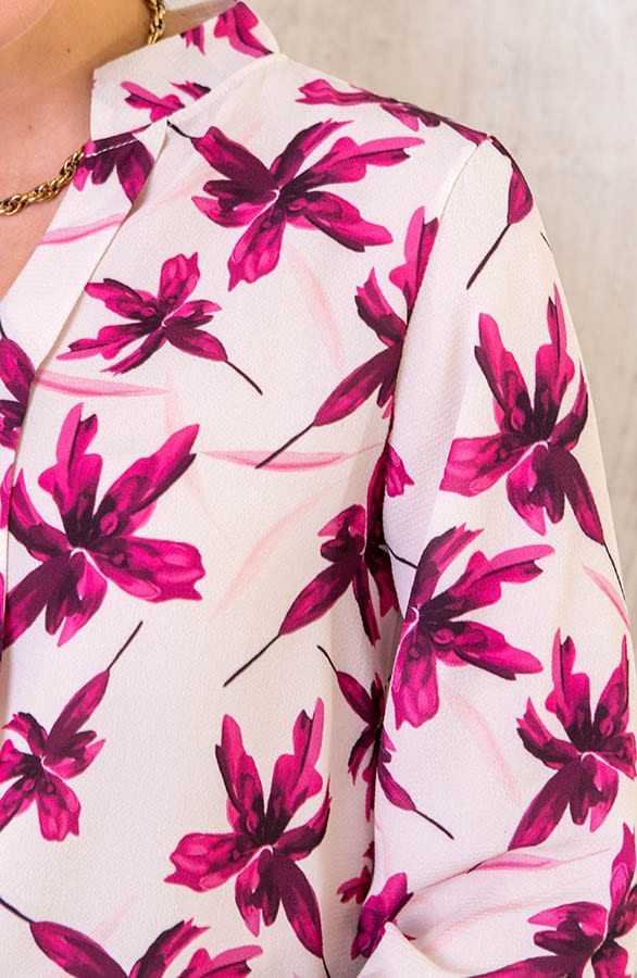 Bloemen Blouse Dames Ecru Roze – shoparchief, foto 6