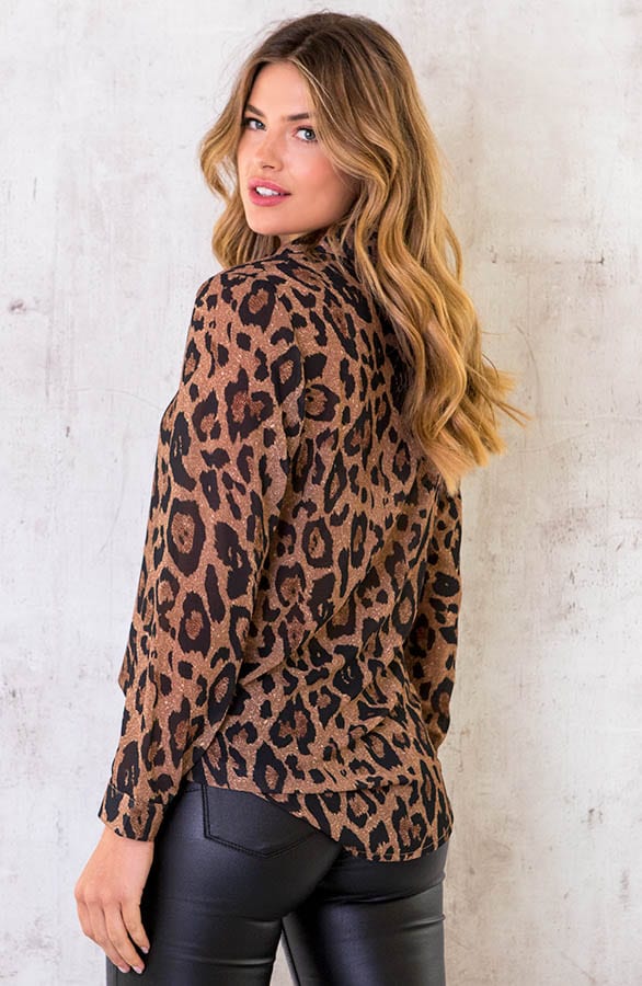 Blouse Met Panterprint Brown – shoparchief, foto 3