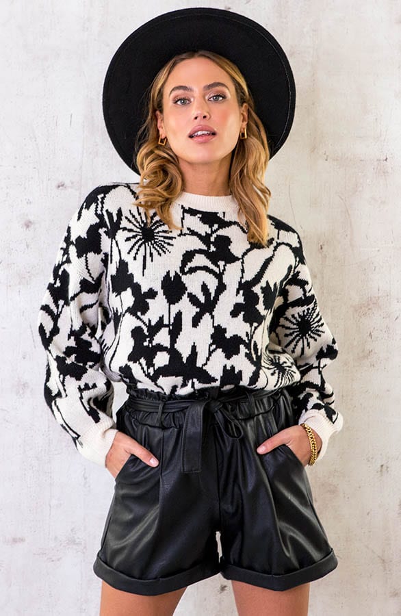 Botanic Sweater Ecru Zwart – shoparchief, foto 1