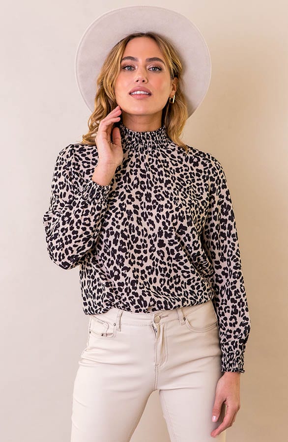 Col Blouse Panterprint Beige – shoparchief, foto 1