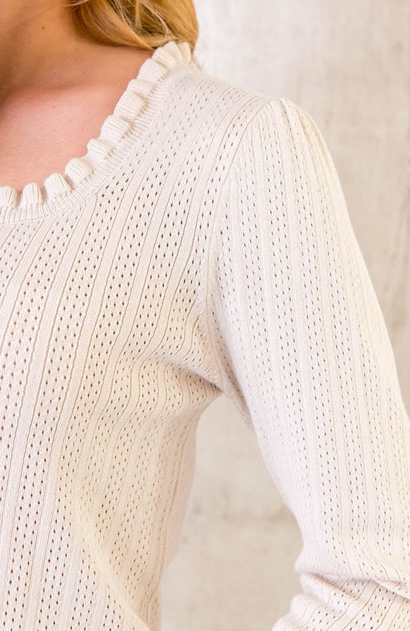 Dotted Ruffle Longsleeve Ecru – shoparchief, foto 4