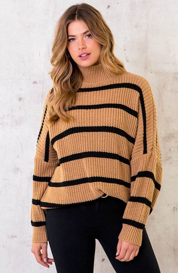 Gebreide Coltrui Met Strepen Camel – shoparchief, foto 2