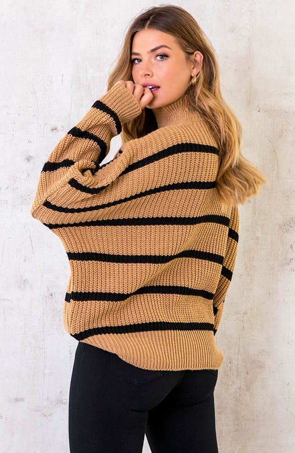 Gebreide Coltrui Met Strepen Camel – shoparchief, foto 4