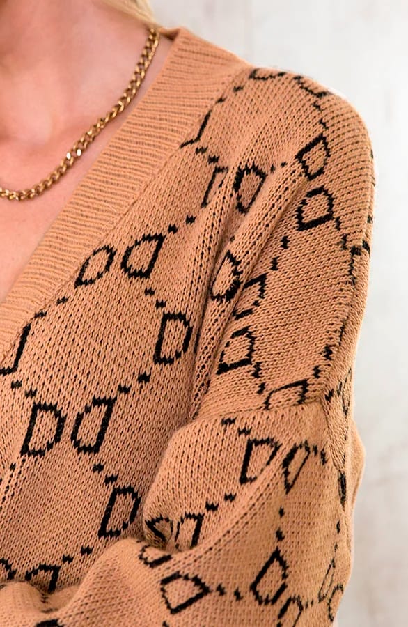 Knopen Vest Monogram Camel – shoparchief, foto 2