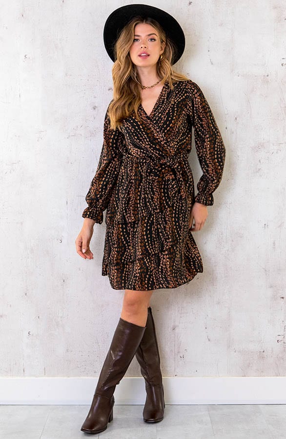 Laagjes Jurk Dots Print Choco – shoparchief, foto 2