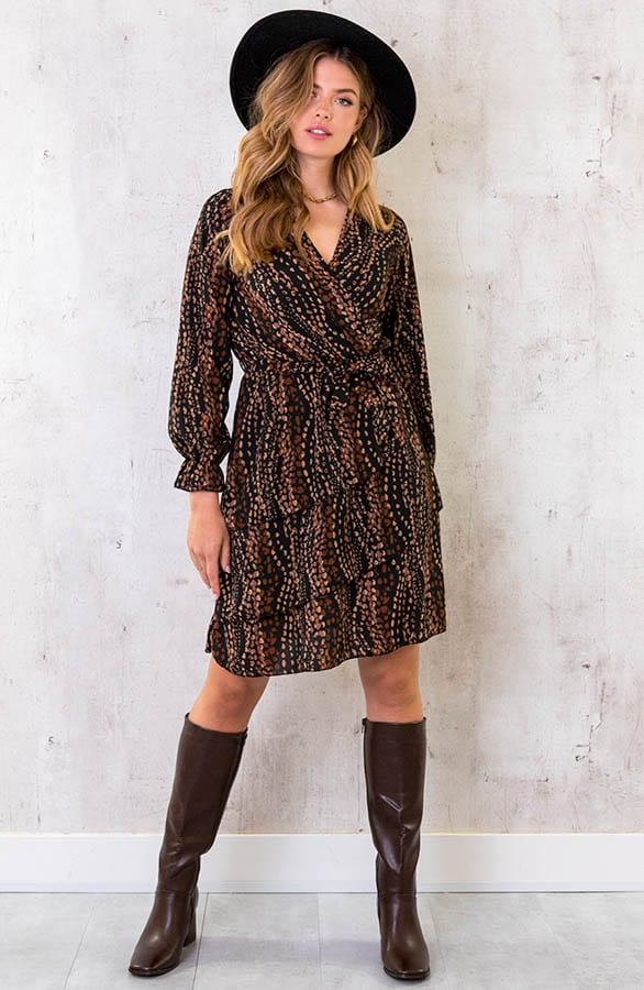 Laagjes Jurk Dots Print Choco – shoparchief, foto 1