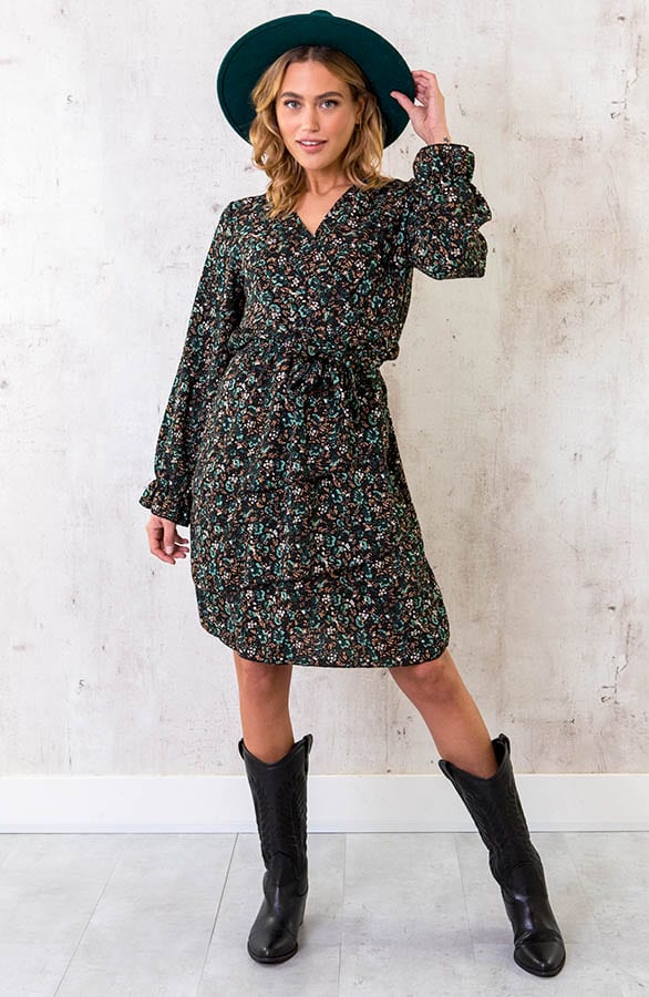 Laagjes Jurk Wild Flower Smaragd – shoparchief, foto 2