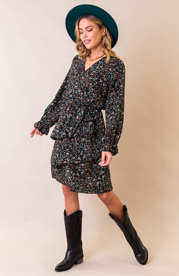 Laagjes Jurk Wild Flower Smaragd – shoparchief, foto 5