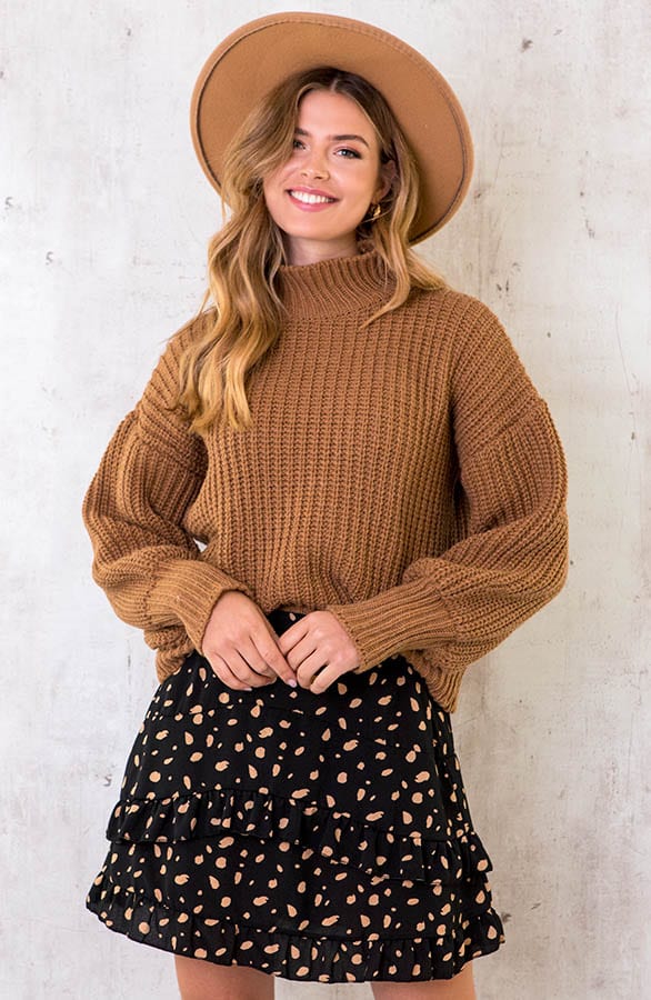 Laagjes Rok Stippenprint Camel – shoparchief, foto 2