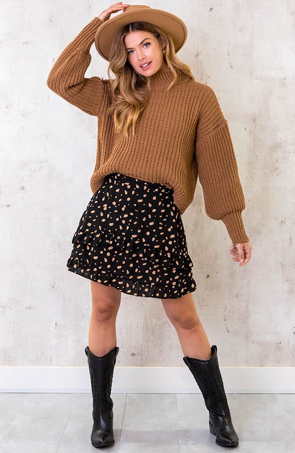 Laagjes Rok Stippenprint Camel – shoparchief, foto 5