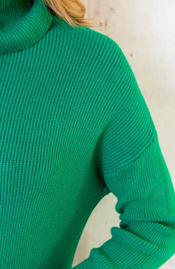 Lange Gebreide Col Jurk Bright Green – shoparchief, foto 6
