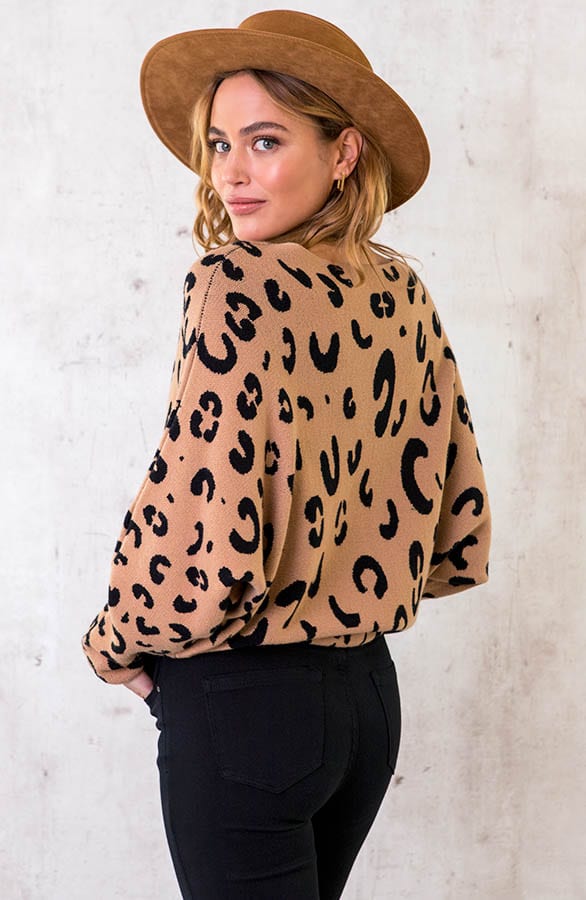 Leopard Oversized Trui Camel – shoparchief, foto 4