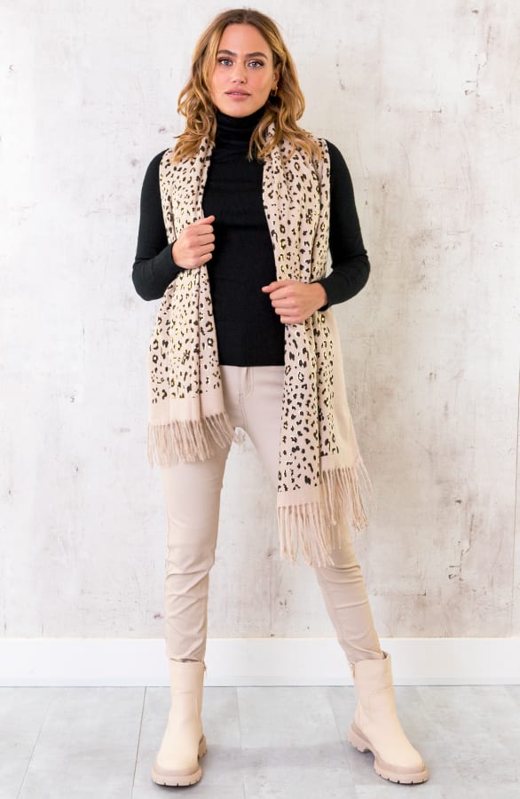 Leopard Scarf Metallic Beige – shoparchief, foto 3