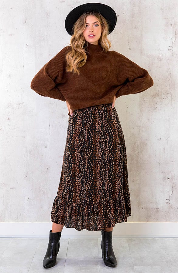 Midi Dots Print Rok Choco – shoparchief, foto 3