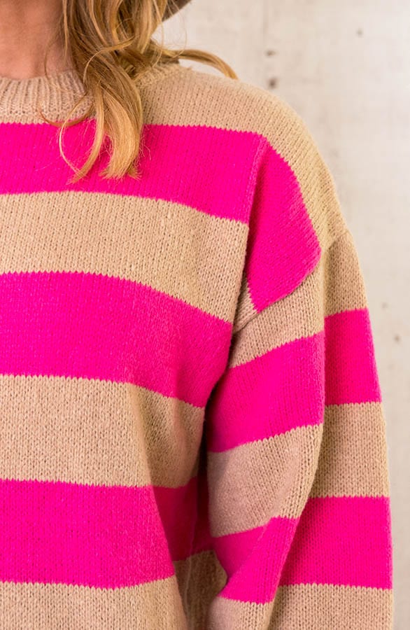 Oversized Strepen Jurk Fuchsia – shoparchief, foto 4