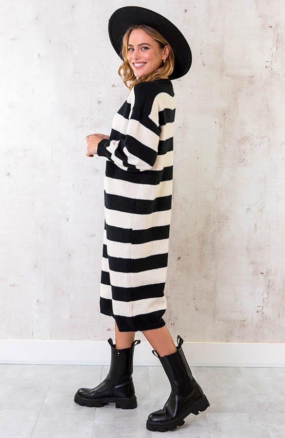 Oversized Streifen Kleid Schwarz, Shoparchiv, Foto 10