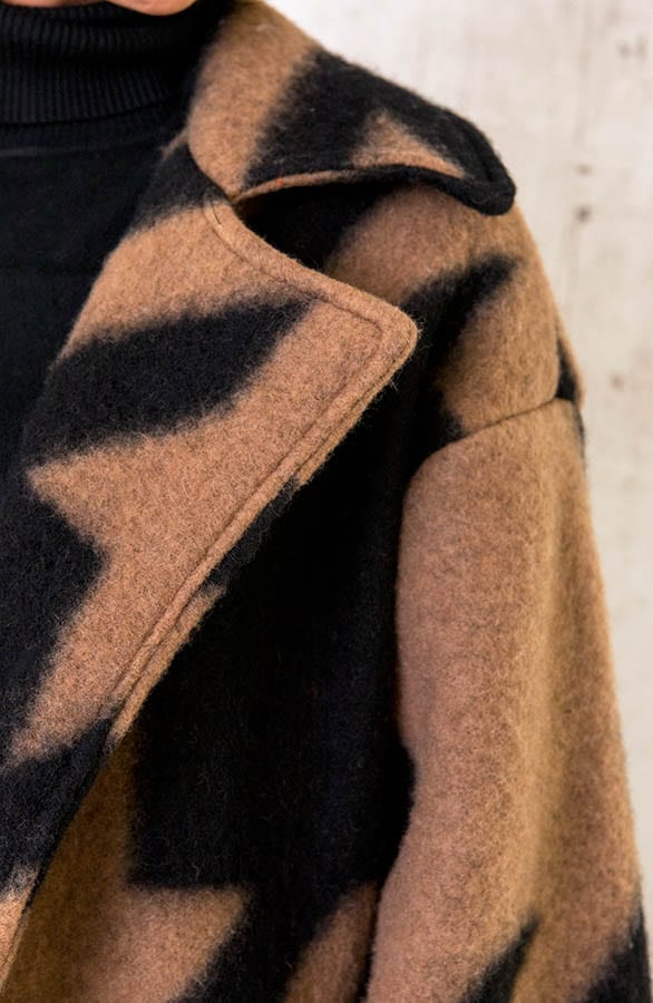 Oversized Woven Coat Camel – shoparchief, foto 5