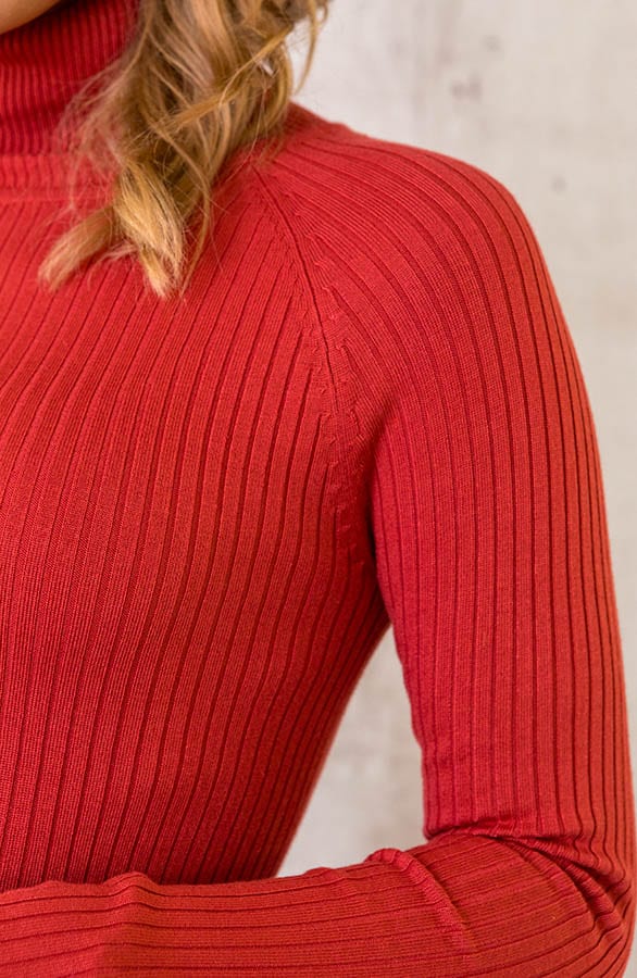 Ribstof Jurk Met Col Terracotta – shoparchief, foto 5