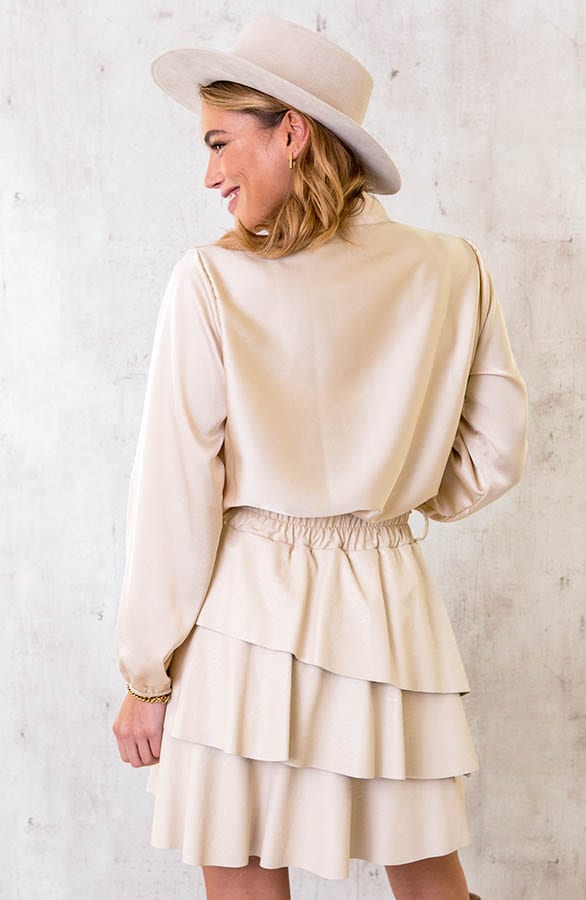 Satijnen Strik Blouse Beige – shoparchief, foto 4