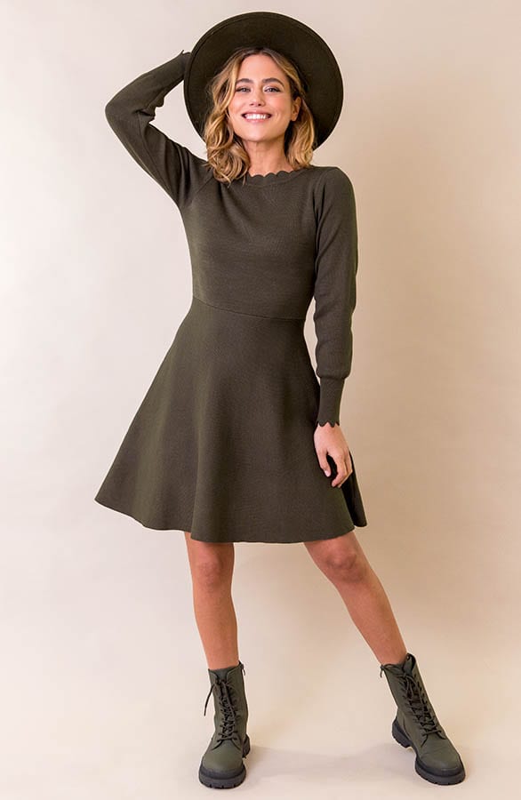 Wavy A-lijn Jurk Army – shoparchief, foto 8