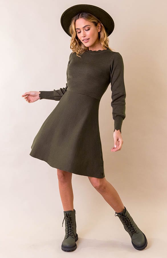 Wavy A-lijn Jurk Army – shoparchief, foto 7