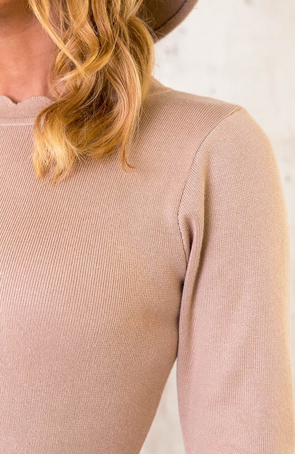 Wavy A-lijn Jurk Taupe – shoparchief, foto 6