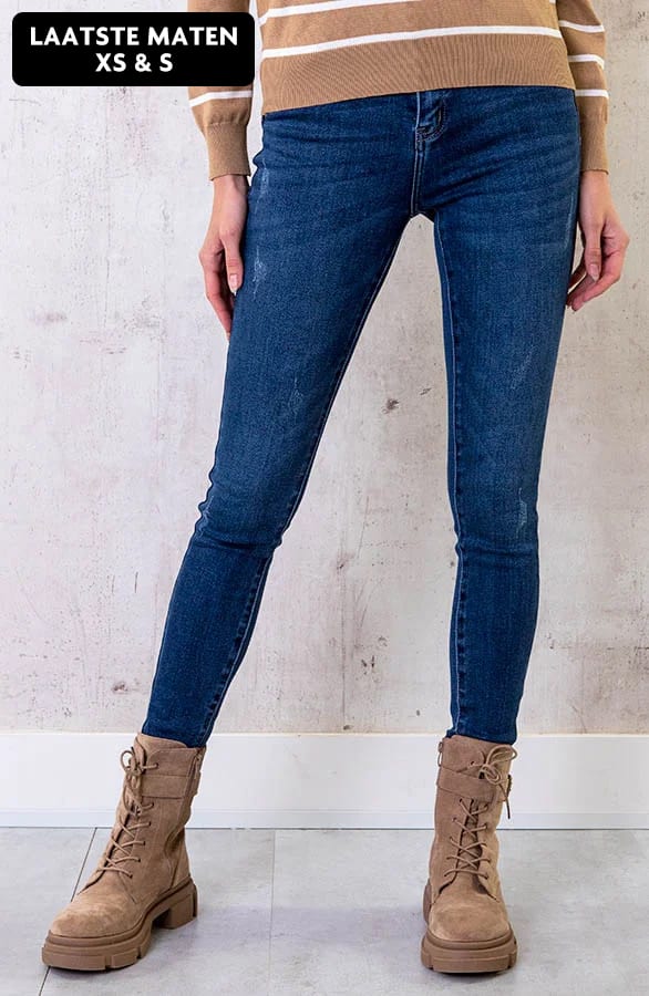 Push Up Skinny Jeans Damaged Blauw – shoparchief, foto 1