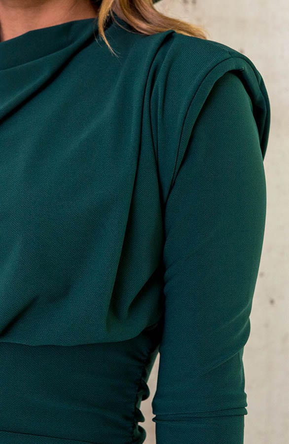 Aansluitende Schoudervulling Jurk Smaragd – shoparchief, foto 4