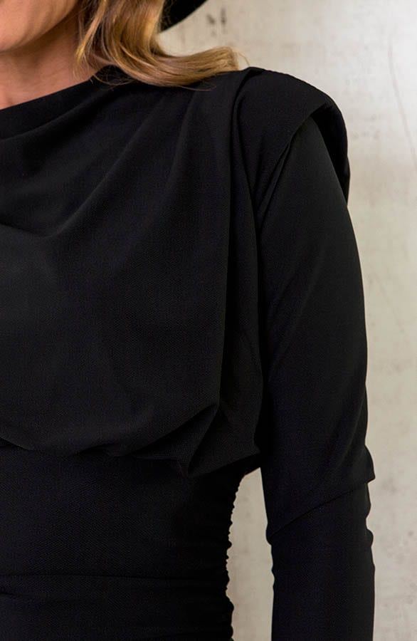 Aansluitende Schoudervulling Jurk Zwart – shoparchief, foto 5