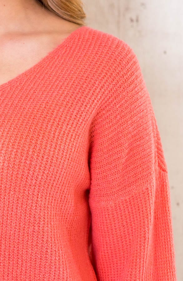 Basic Soft V-Trui Koraal Oranje – shoparchief, foto 5