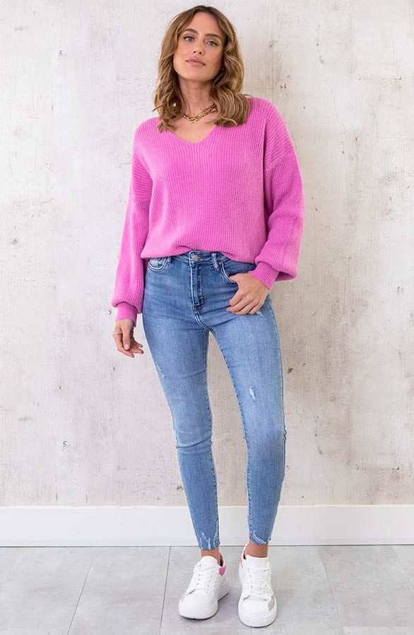 Basic Soft V-Trui Roze – shoparchief, foto 6