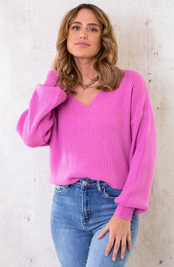 Basic Soft V-Trui Roze – shoparchief, foto 1