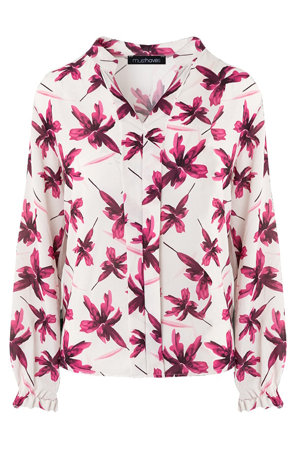 Bloemen Blouse Dames Ecru Roze – shoparchief, foto 1
