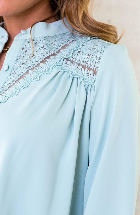 Blouse Met Kanten Details Mint – shoparchief, foto 5