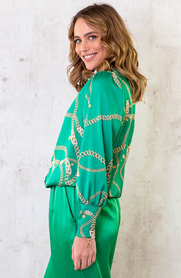 Chain Blouse Bright Green – shoparchief, foto 4
